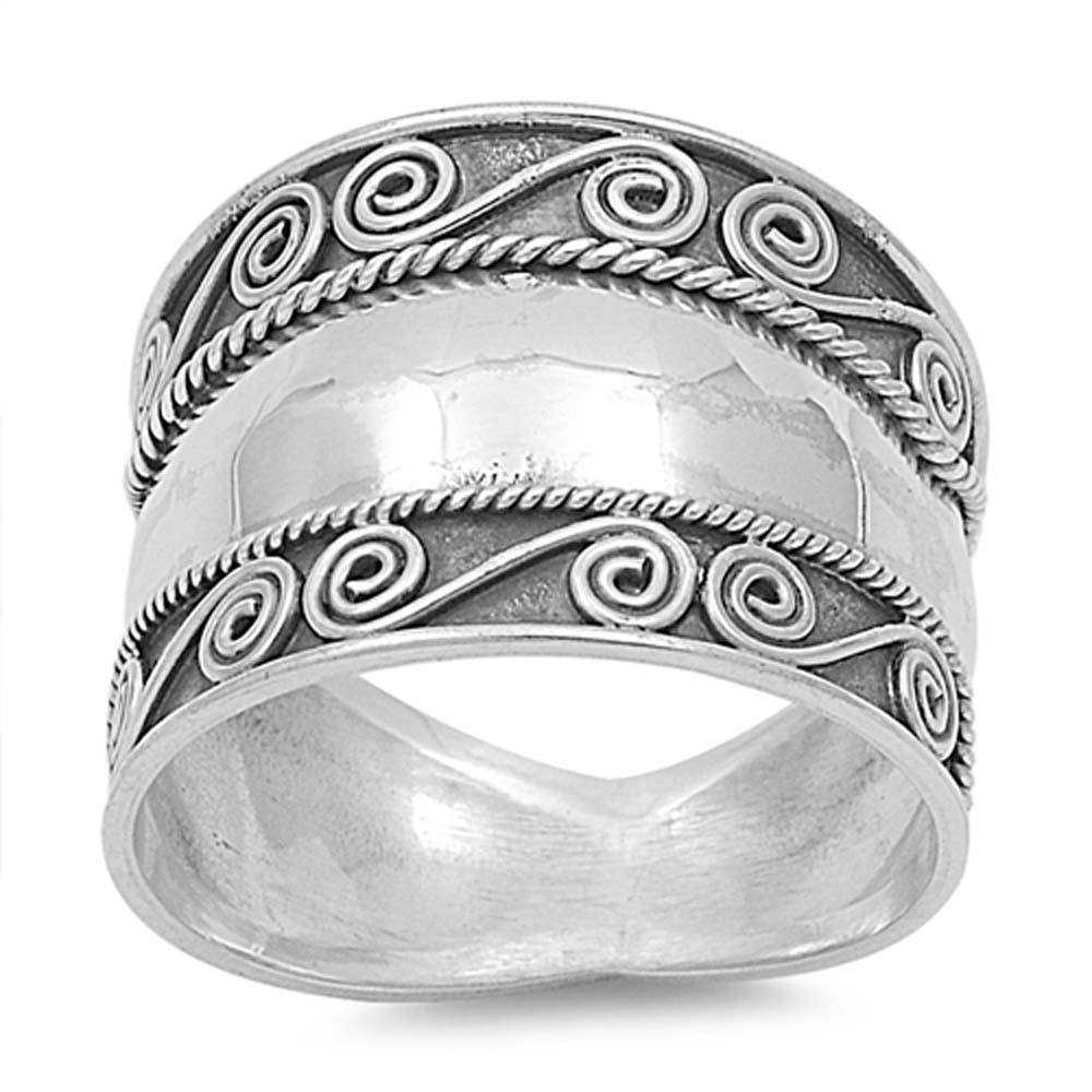 Sterling Silver Spiral Bali Design with Face Height of 18MM