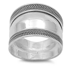 Load image into Gallery viewer, Sterling Silver Weaved Bali Design Tribal Wide Band Ring with Face Height of 18MM
