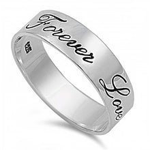Load image into Gallery viewer, Sterling Silver Engraved Forever Love Ring with Face Height of 6MM