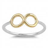 Sterling Silver Classy Thin Two Tone Infinity Ring with Face Height of 7MM