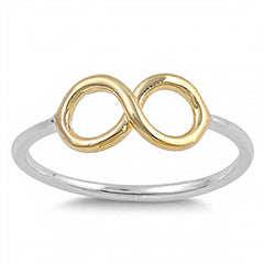 Sterling Silver Classy Thin Two Tone Infinity Ring with Face Height of 7MM