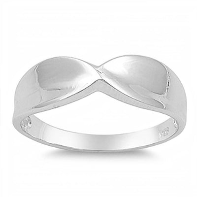Sterling Silver Plain Infinity Shape Ring with Face Height of 6MM