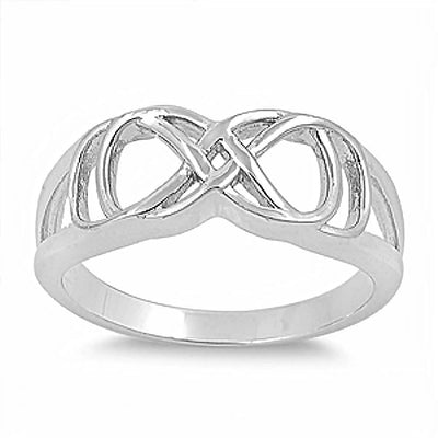 Sterling Silver Fancy Infinity Ring with Face Height of 8MM