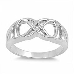 Sterling Silver Fancy Infinity Ring with Face Height of 8MM