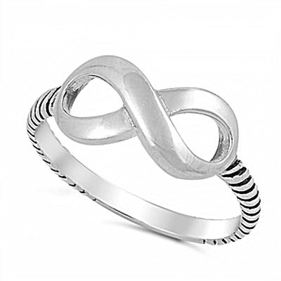 Sterling Silver Infinity Twisted Band Ring with Face Height of 6MM