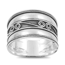 Load image into Gallery viewer, Sterling Silver Fancy Bali Spiral Ring with Face Height of 12MM