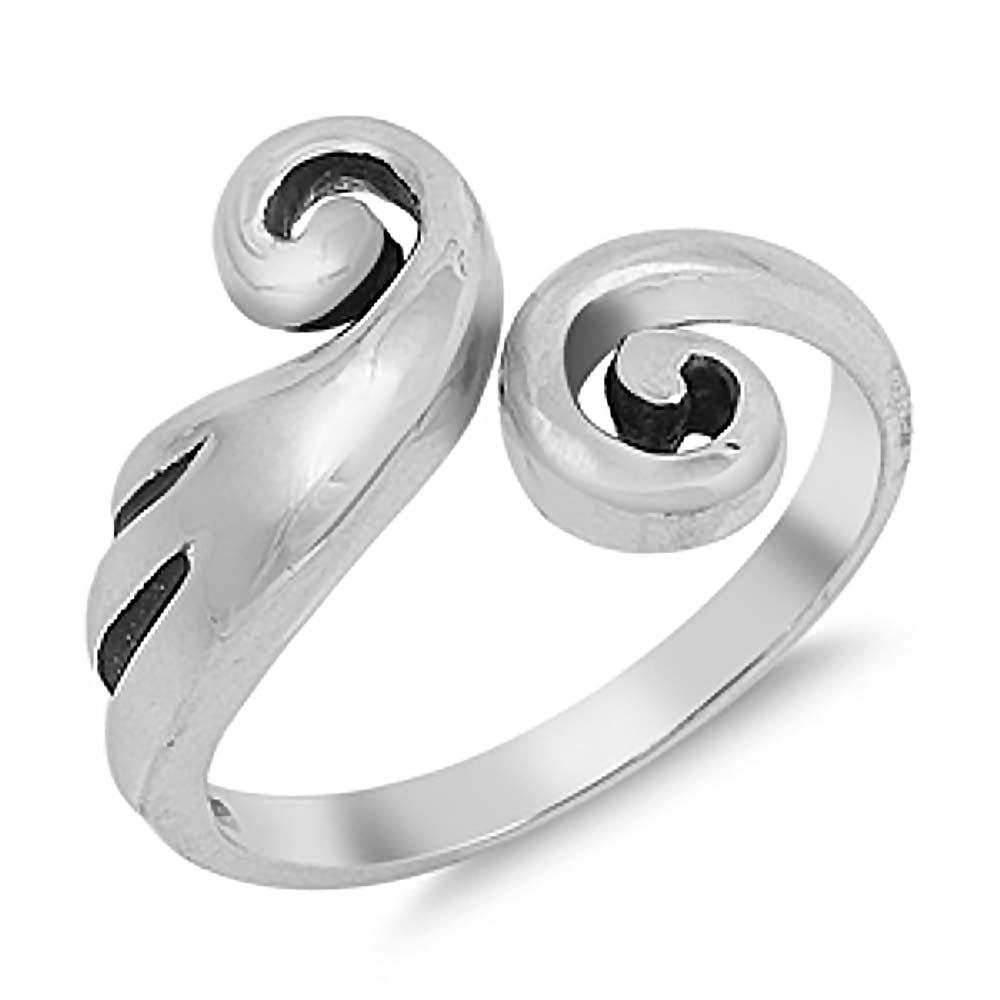 Sterling Silver Fancy Spiral Ring with Face Height of 14MM