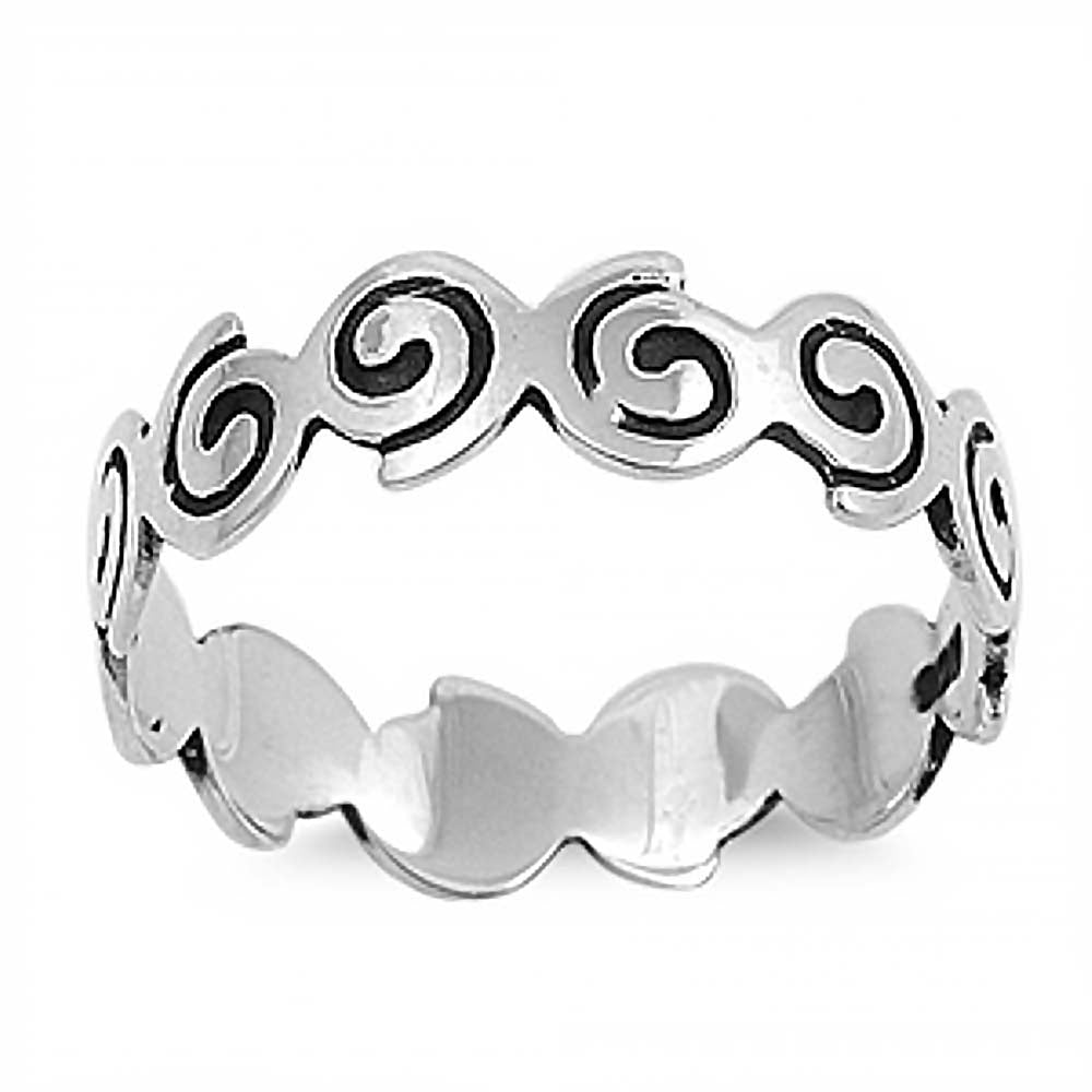 Sterling Silver Trendy Swirl Band Ring with Face Height of 5MM
