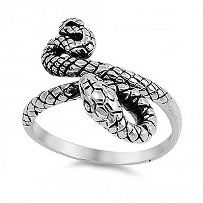 Sterling Silver Stylish Snake Ring with Face Height of 17MM