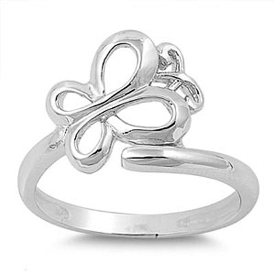 Sterling Silver Fancy Butterfly Ring with Face Height of 12MM