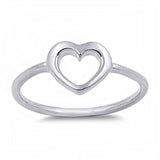 Sterling Silver Plain Heart Ring with Face Height of 6MM