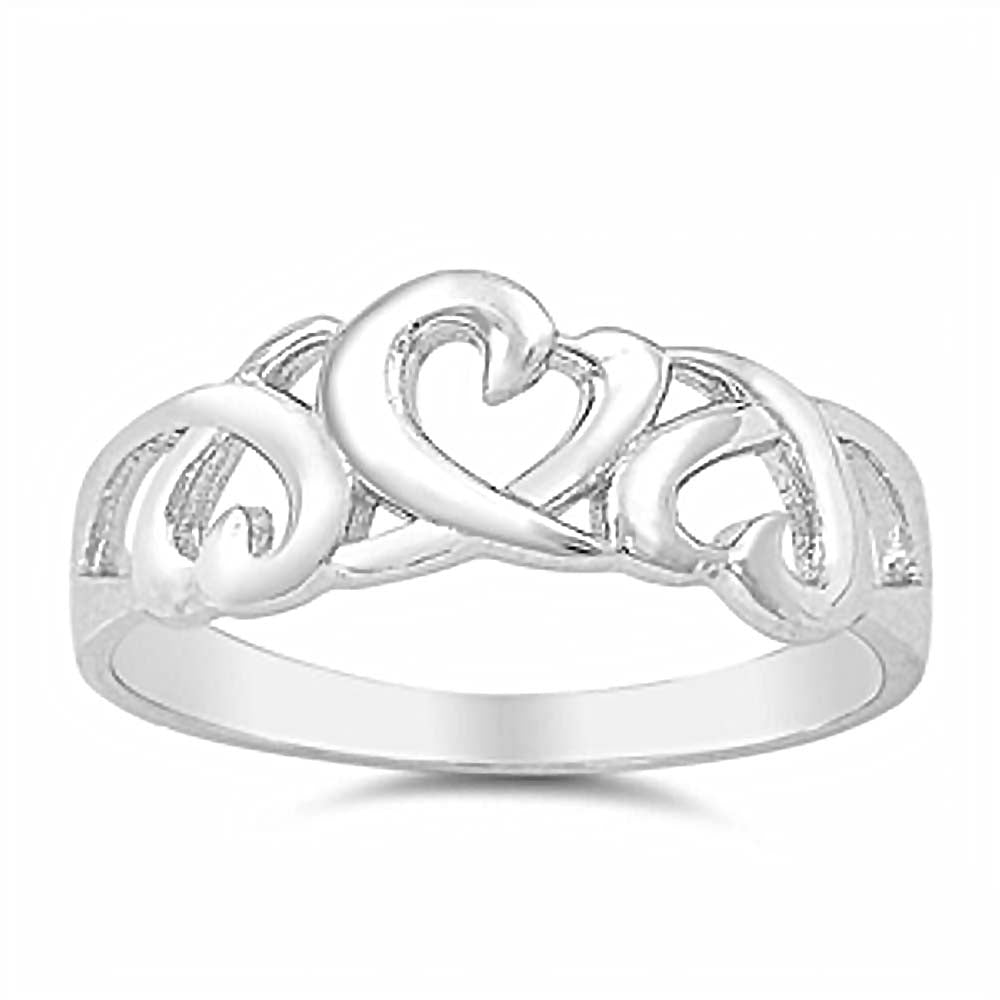 Sterling Silver Infinity Heart Ring with Face Height of 8MM