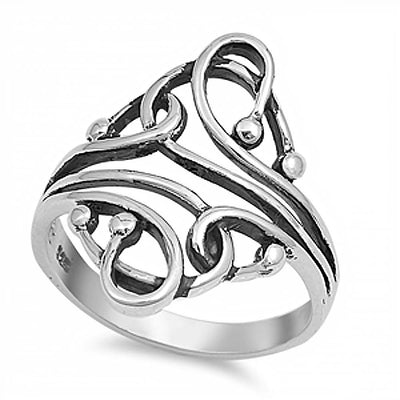 Sterling Silver Elegant Design Ring with Face Height of 34MM