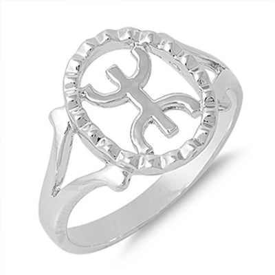 Sterling Silver Zodiac Sign Pisces Ring with Face Height of 18MM