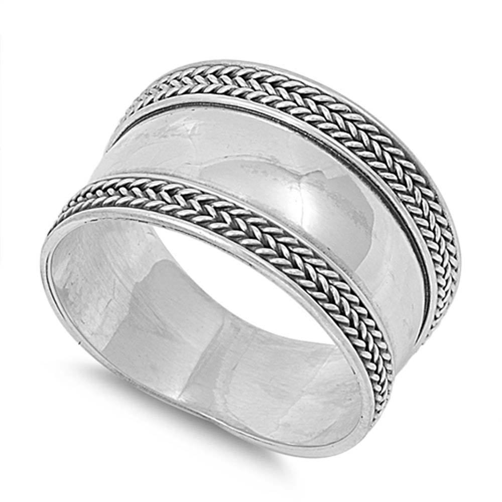 Sterling Silver Classy Bali Ring with Face Height of 12MM