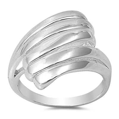 Sterling Silver Rhodium Plated Wings Shaped Plain RingsAnd Face Height 24mm