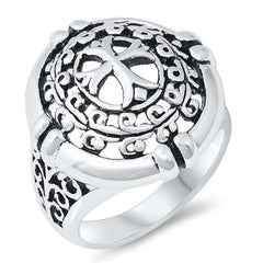 Sterling Silver Rhodium Plated Cross Shaped Plain RingsAnd Face Height 22mmAnd Weight 9grams