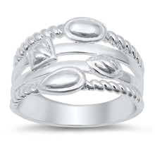 Load image into Gallery viewer, Sterling Silver Fancy with Twisted Edge Design Ring with Face Height of 14MM