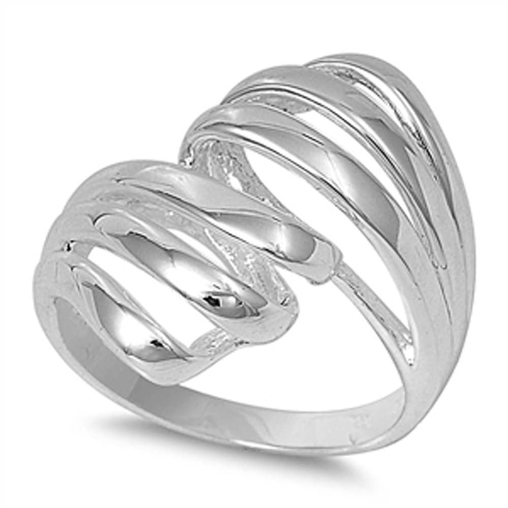 Sterling Silver Freeform Ring with Face Height of 23MM