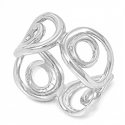 Sterling Silver Fancy Band Ring with Face Height of 12MM