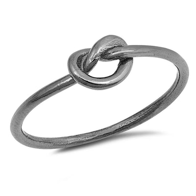 Sterling Silver Black Rhodium Plated Love Knot Shaped Plain RingsAnd Face Height 5mmAnd Wire Thickness 1.3mm