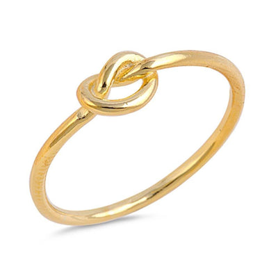 Sterling Silver Yellow Gold Plated Love Knot Ring with Face Height of 5MM