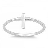 Sterling Silver Cross Rope Band Ring with Face Height of 8MM