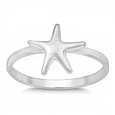 Sterling Silver Starfish Ring with Face Height of 10MM