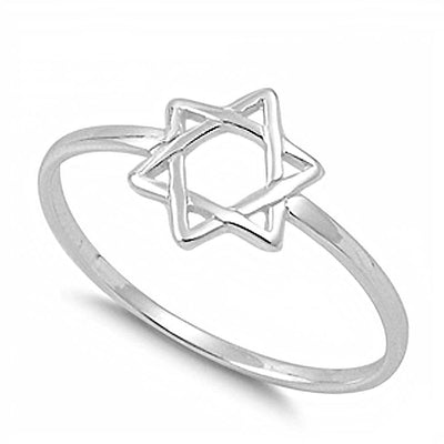 Sterling Silver Stylish Star of David Ring with Face Height of 9MM