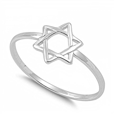 Sterling Silver Stylish Star of David Ring with Face Height of 9MM