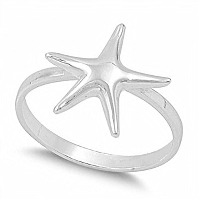 Sterling Silver Plain Star Fish with Face Height of 10MM