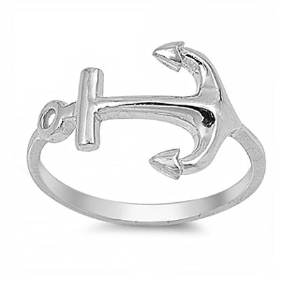 Sterling Silver Stylish Anchor Ring with Face Height of 15MM