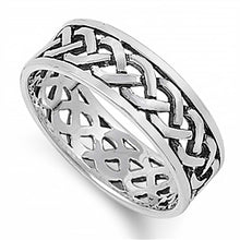 Load image into Gallery viewer, Sterling Silver Celtic Knot Wide Band Ring with Face Height of 8MM