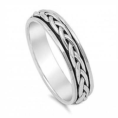 Sterling Silver Knot-Spinner Ring with Face Height of 5 MM
