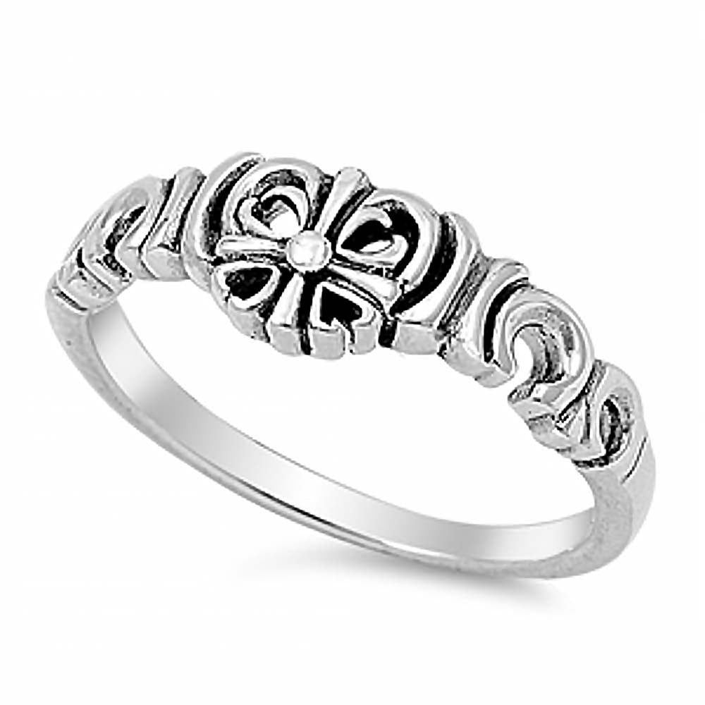 Sterling Silver Fancy Cross Ring with Face Height of 7 MM