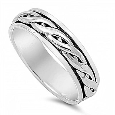 Sterling Silver Knot-Spinner Ring with Face Height of 6MM