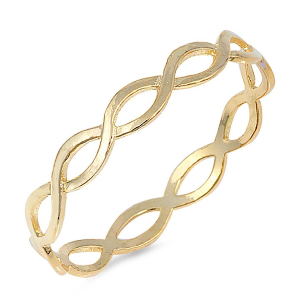 Sterling Silver Yellow Gold Plated Braid Shaped Plain Rings and Face Height 3mm