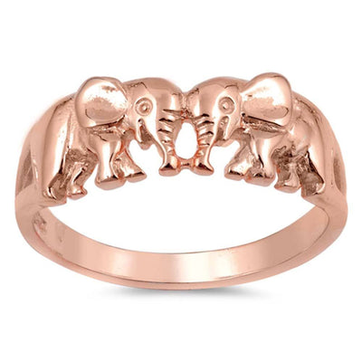 Sterling Silver Rose Gold Plated Elephant Shaped Plain RingsAnd Face Height 7mm