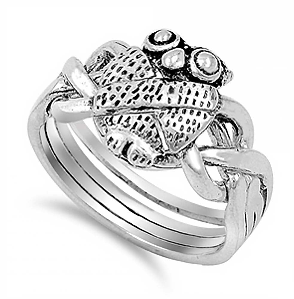 Sterling Silver Stylish Celtic Owl Design Ring with Face Height of 11MM
