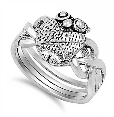 Sterling Silver Stylish Celtic Owl Design Ring with Face Height of 11MM