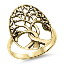 Load image into Gallery viewer, Sterling Silver Yellow Gold Plated Tree Of Life Shaped Plain RingsAnd Face Height 22mm