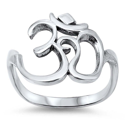 Sterling Silver Om Sign Design with Face Height of 18MM