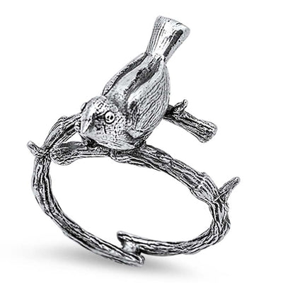 Sterling Silver Nest Band Ring with Bird On TopAnd Face Height of 18MM