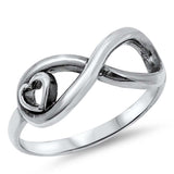 Sterling Silver Fancy Infinity with Heart Design Ring with Face Height of 9MM