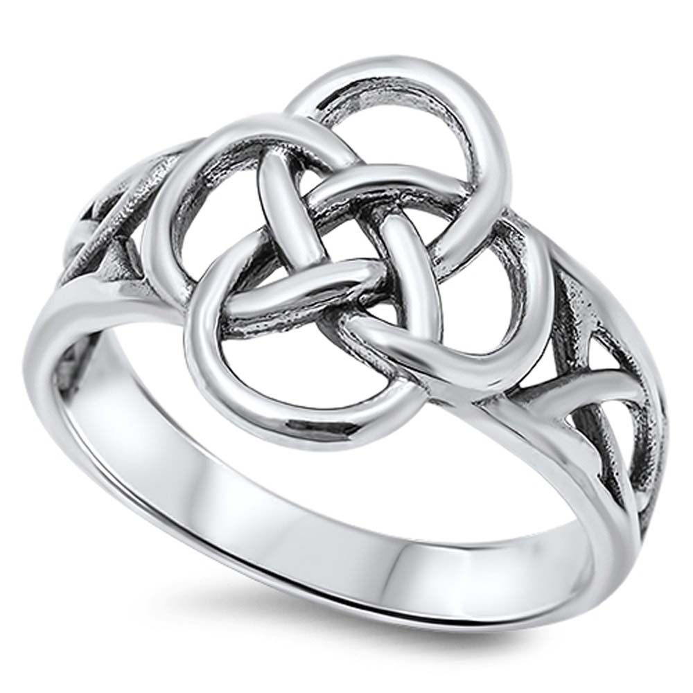 Sterling Silver Celtic Knot Ring with Face Height of 10MM