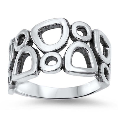 Sterling Silver Fancy Open Cut Design Wide Band Ring with Face Height of 15MM
