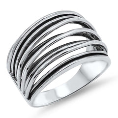 Sterling Silver Stylish Multi Wire Band Ring with Face Height of 10MM