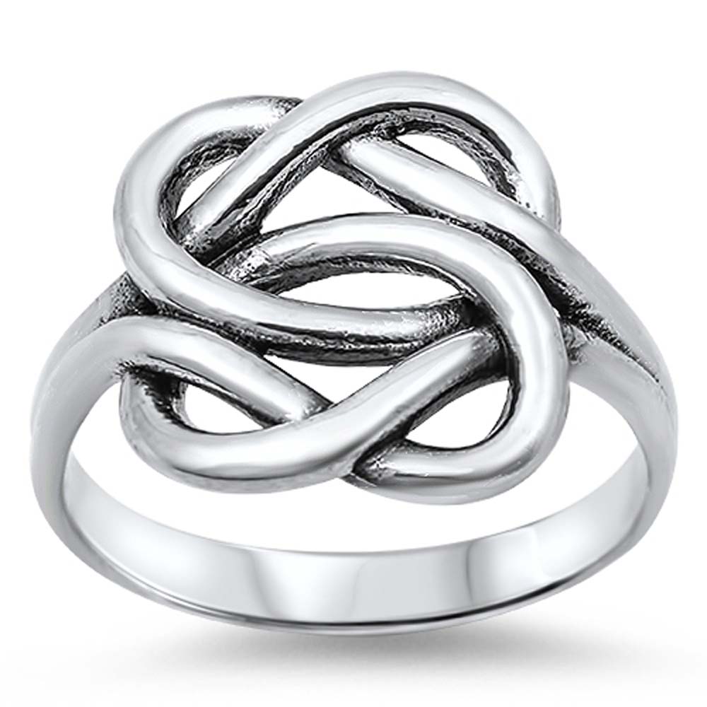Sterling Silver Fancy Celtic Knot Ring with Face Height of 15MM