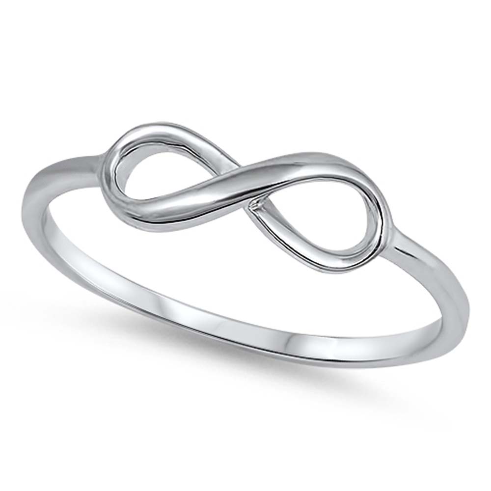Sterling Silver Plain Infinity Design Ring with Face Height of 5MM