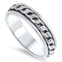 Load image into Gallery viewer, Sterling Silver Curb Link Design Spinner Ring with Face Height of 7MM